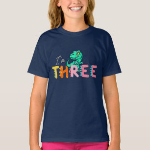 Camiseta Dinosaur Rex Tengo 3 niños de cumpleaños tres escu