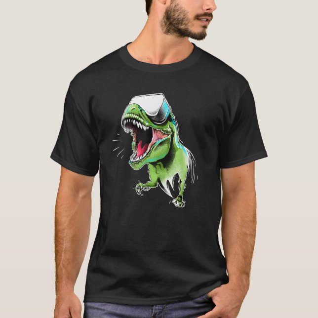 Camiseta Dinosaur Rex Virtual Reality Adventure Game Gif (Anverso)