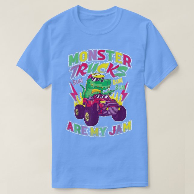 Camiseta Dinosaur Riding Monster Truck Kids Monster Trucks  (Diseño del anverso)