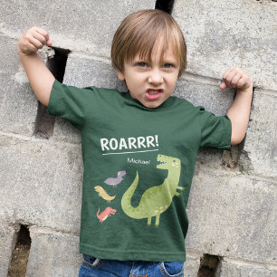 Camiseta Dinosaur Roar Green Monogramando Niño Niño Niño