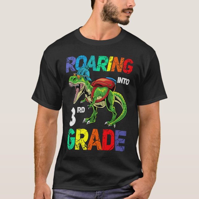 Camiseta Dinosaur Roaring into 2nd Grade Back To School Sec (Anverso)