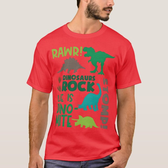 Camiseta Dinosaur Rock Stomp Life Is Dino Mite Rawr girl (Anverso)