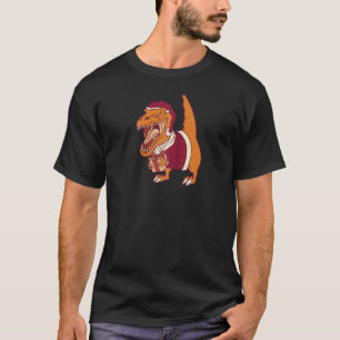 Camiseta Dinosaur Santa Hat Funny Navidades Raglan Béisbol