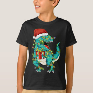 Camiseta Dinosaur Santa para niños Chicas de Navidad