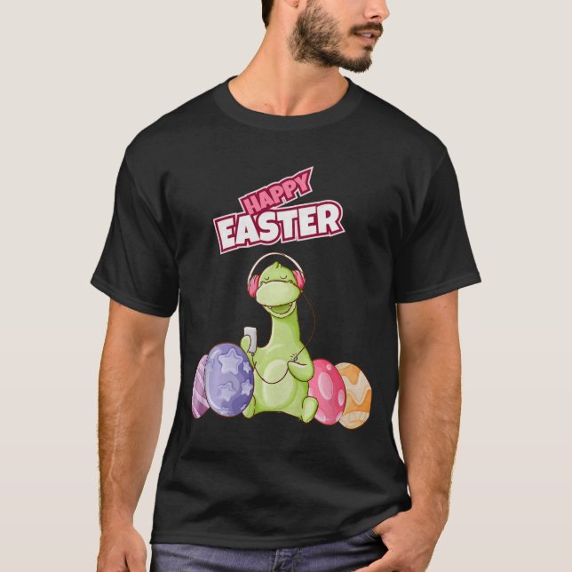 Camiseta Dinosaur Say Happy Easter Premium Tri-blend  (Anverso)