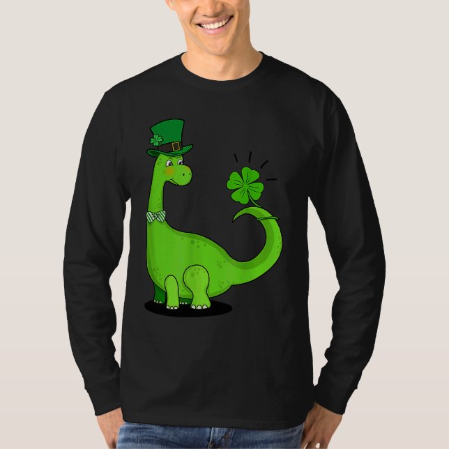 Camiseta Dinosaur Shamrock St Patrick's Day Boys Kids Girls (Anverso)