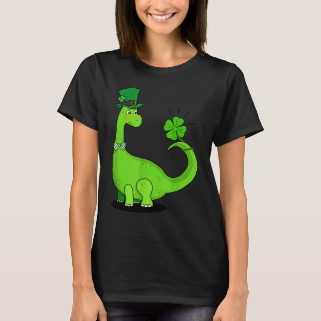 Camiseta Dinosaur Shamrock St Patrick's Day Boys Kids Girls (Anverso)