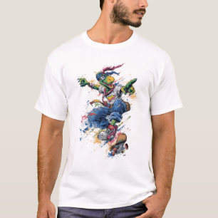 Camiseta Dinosaur Skater – Calle de Graffiti Splash Ar