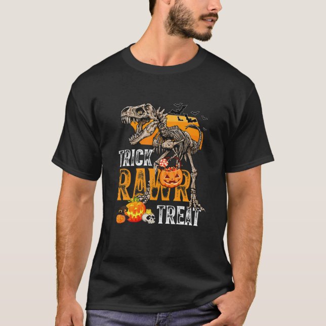 Camiseta Dinosaur Skeleton Rex Bones Trick Rawr Treat Hallo (Anverso)