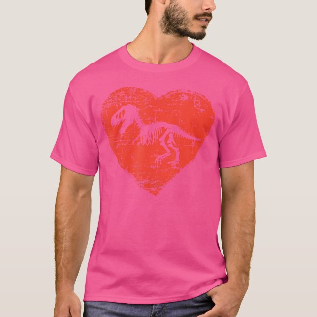 Camiseta Dinosaur Skeleton Shirt Love T Rex Red Heart Gift (Anverso)
