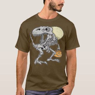 Camiseta Dinosaur Skeleton T re Scary Pumpkin Moon Hallowee
