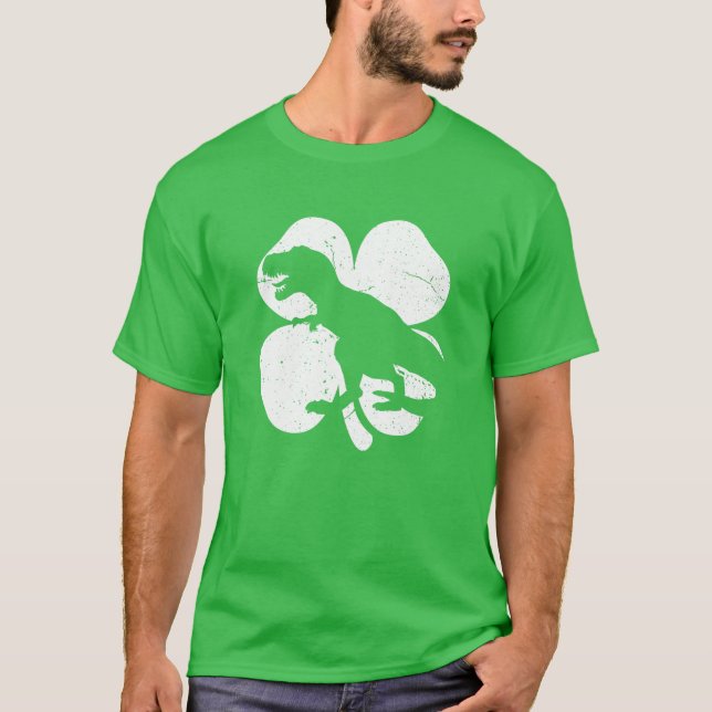 Camiseta Dinosaur St Patricks Day Cool Boys Kids Toddler Ir (Anverso)