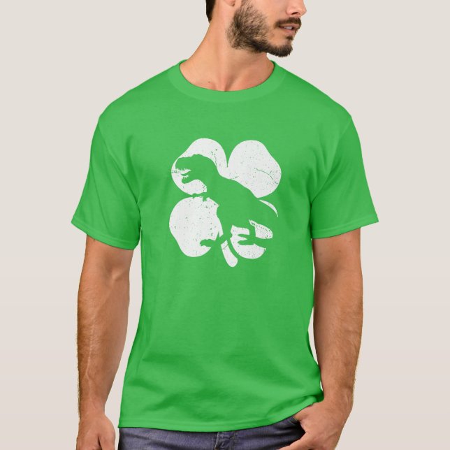 Camiseta Dinosaur St Patricks Day Cool Boys Kids Toddler Ir (Anverso)