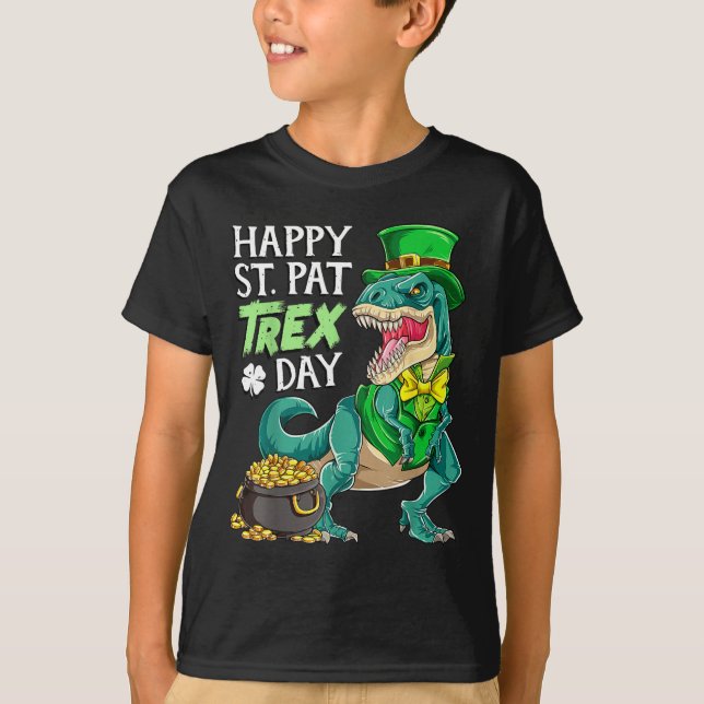 Camiseta Dinosaur St Patricks Day Happy St Pat Trex T Rex B (Anverso)
