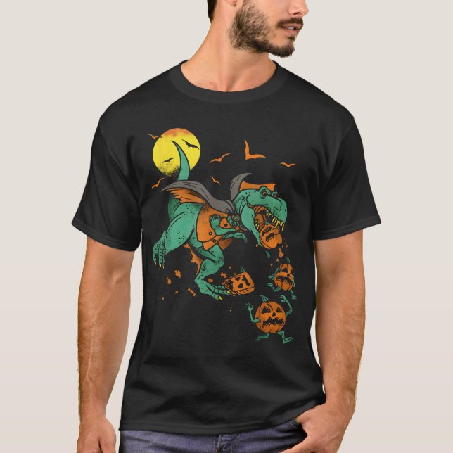 Camiseta Dinosaur T Rex Boo Halloween Boys Pumpkin Mateo (Anverso)