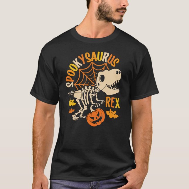 Camiseta Dinosaur T rex Boo Halloween Costume Funny Pumpkin (Anverso)