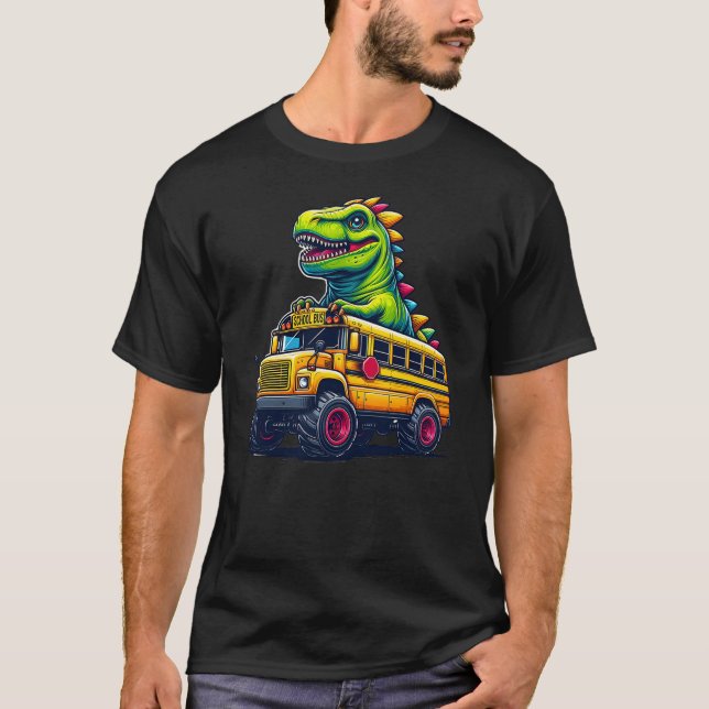 Camiseta Dinosaur T-rex Con Camión Monstruo Conductor De Au (Anverso)