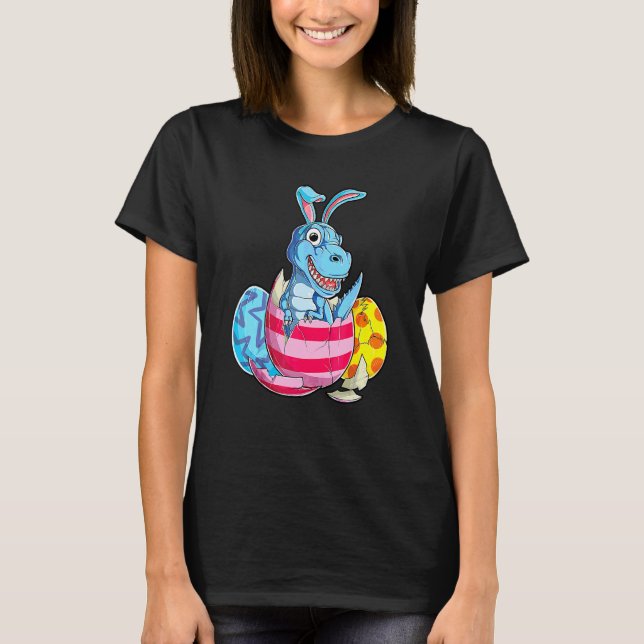 Camiseta Dinosaur T Rex Easter Bunny Eggys Ears Funny Boys  (Anverso)