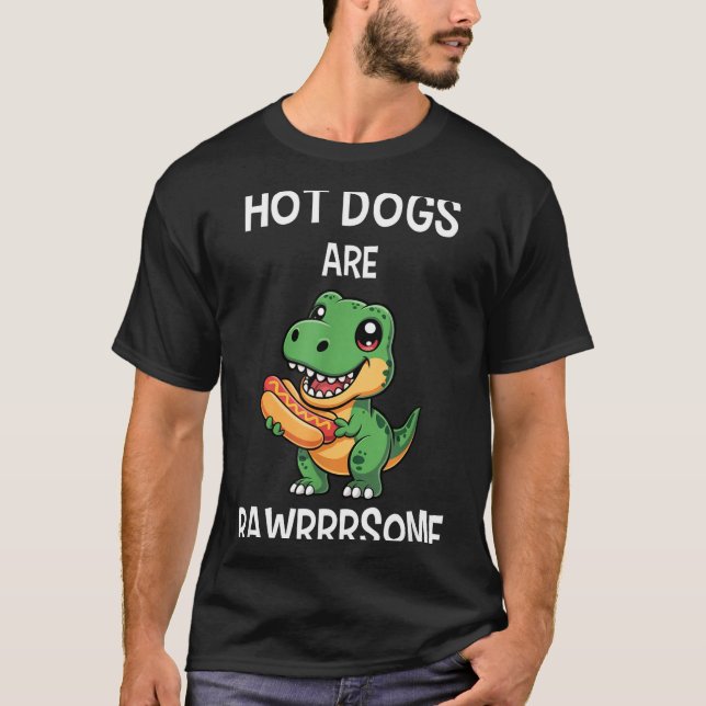 Camiseta Dinosaur T Rex Hot Dog Shirt Funny Hot Dogs Are Ra (Anverso)