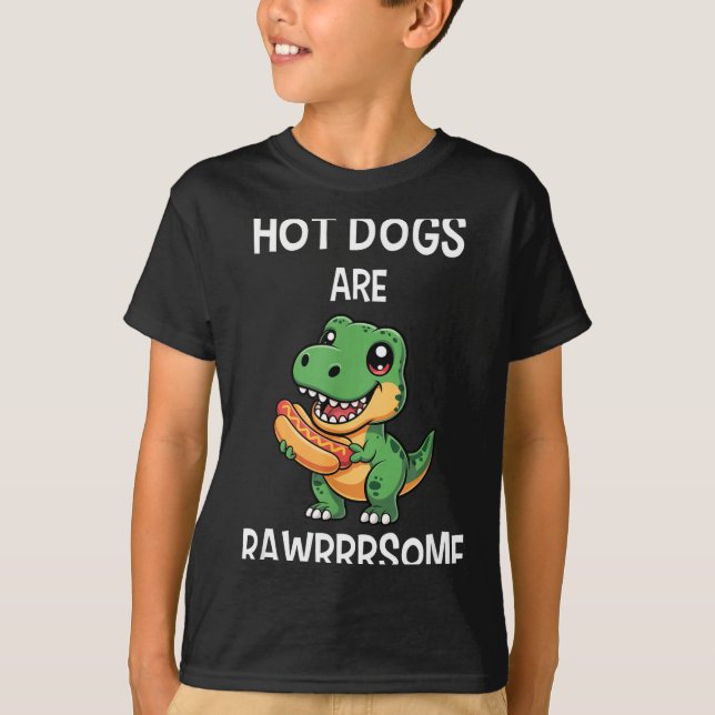 Camiseta Dinosaur T Rex Hot Dog Shirt Funny Hot Dogs Are Ra (Anverso)