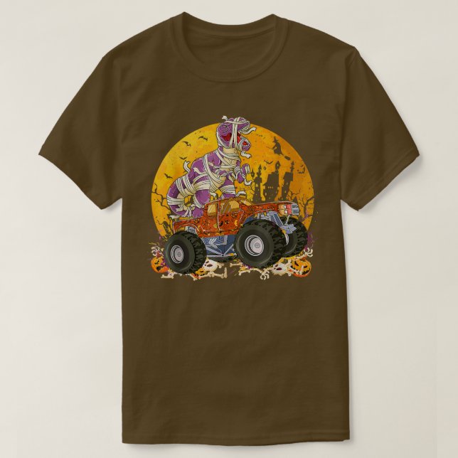 Camiseta Dinosaur T Rex Mummy Calabaza Monstruo (Diseño del anverso)