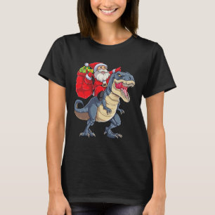 Camiseta Dinosaur T Rex Navidad Santa Niños Hombres Niñas X