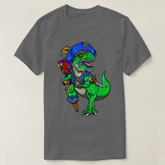 Camiseta Dinosaur T Rex Pirate Jolly Roger Halloween Costum (Diseño del anverso)