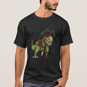 Camiseta Dinosaur T Rex Pirate Jolly Roger Halloween Skull