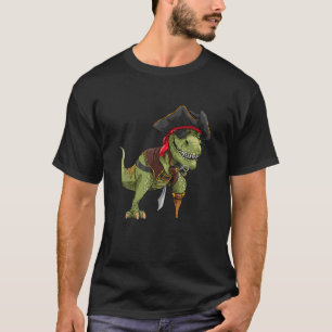 Camiseta Dinosaur T Rex Pirate Jolly Roger Halloween Skull