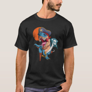 Camiseta Dinosaur T Rex Pirate T Jolly Roger Flag Halloween