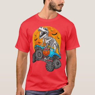 Camiseta Dinosaur T Rex Riding Monster Truck Moon Halloween