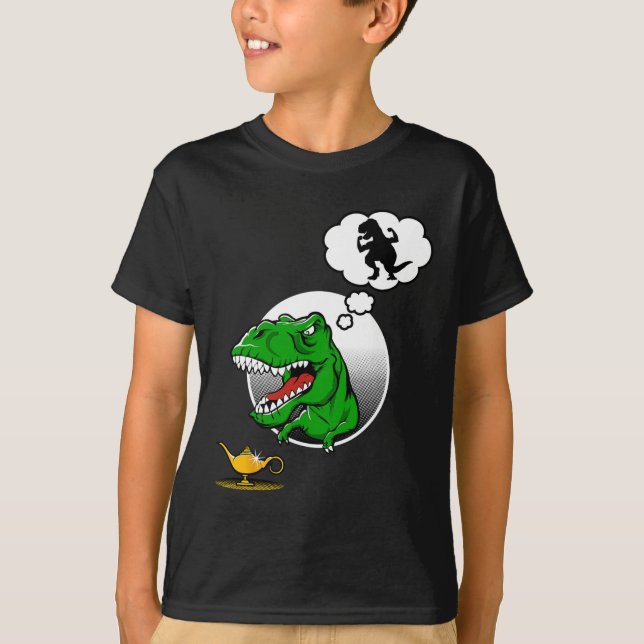 Camiseta Dinosaur T-rex Short Arms Funny Joke Genie Lamp  (Anverso)