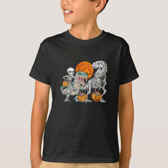 Camiseta Dinosaur T Rex Skeleton Halloween (Anverso)
