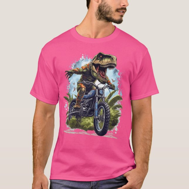 Camiseta Dinosaur T Rex Sobre Bicicleta Sucia Funny Dinosau (Anverso)