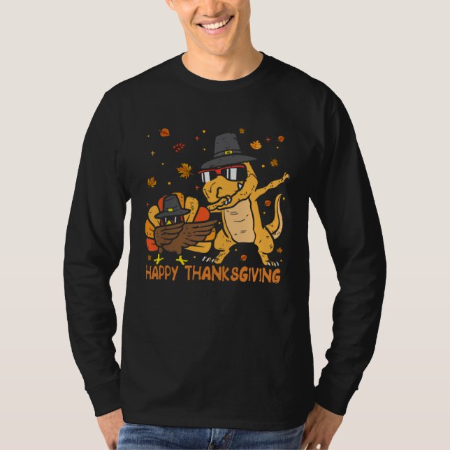 Camiseta Dinosaur Trex Thanksgiving  For Boys Pilgrim Hat T (Anverso)