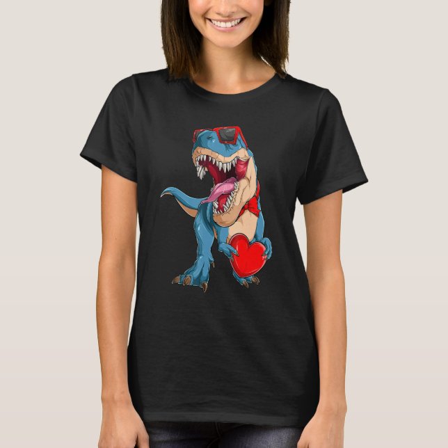 Camiseta Dinosaur valentine trex valentines day mothers day (Anverso)
