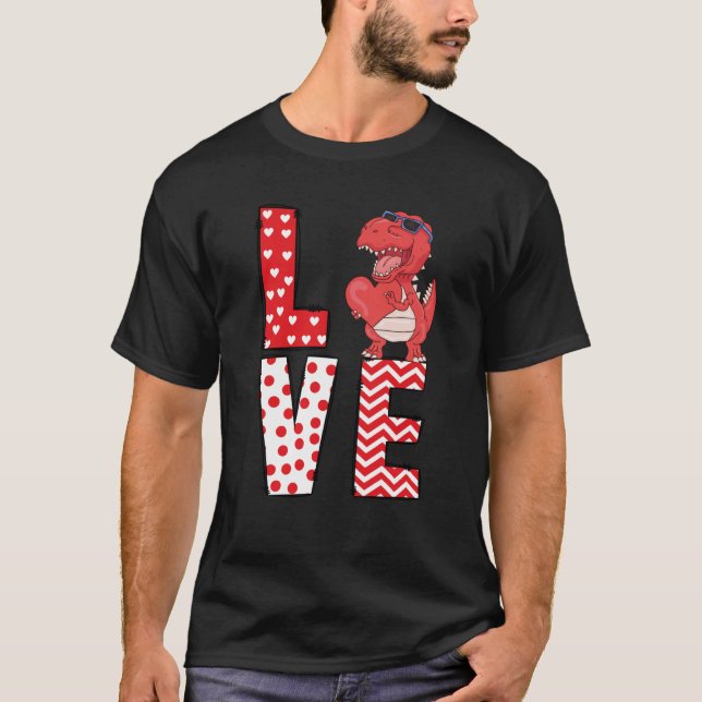 Camiseta Dinosaur Valentines Day Love Valentine Cute Hearts (Anverso)