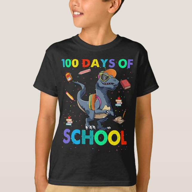 Camiseta Dinosaurio 100° día de escuela (Anverso)