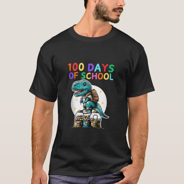 Camiseta Dinosaurio 100 días de la máquina de gomal escolar (Anverso)