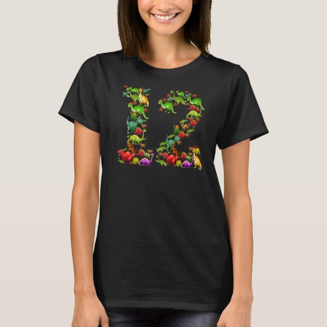 Camiseta Dinosaurio 12 cumpleaños de Chicas de niños de 12  (Anverso)