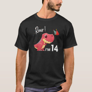 Camiseta Dinosaurio 14.º reptil de cumpleaños gráfico anima