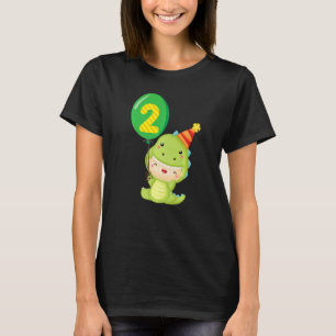 Camiseta Dinosaurio 2º Reptile Gráfica Animal de Cumpleaños