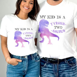 Camiseta Dinosaurio 2 cumpleaños Tirano Púrpura Rex