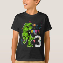 Camiseta Dinosaurio 3 cumpleaños T-Rex