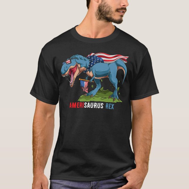 Camiseta Dinosaurio 4 de Julio Amerisaurus Rex (Anverso)