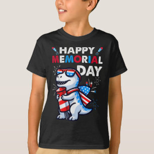 Camiseta Dinosaurio 4 de julio Fuegos artificiales Bandera