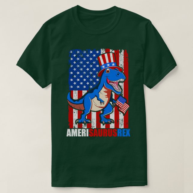 Camiseta Dinosaurio 4 de Julio Niños Hombres Amerisauro T R (Diseño del anverso)