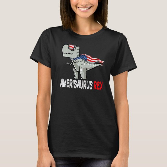 Camiseta Dinosaurio 4 De Julio Niños Rex Amerisaurus (Anverso)