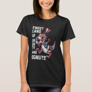 Camiseta Dinosaurio 4 de Julio T Rex comiendo donuts Funny