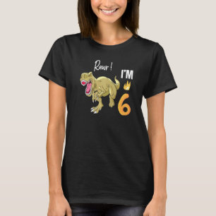 Camiseta Dinosaurio 6.º reptil de cumpleaños gráfico animal